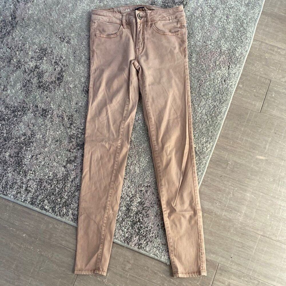 American Eagle AEO Junior Super Stretch Sateen Jegging Rose Pink Jeans Sz 2R